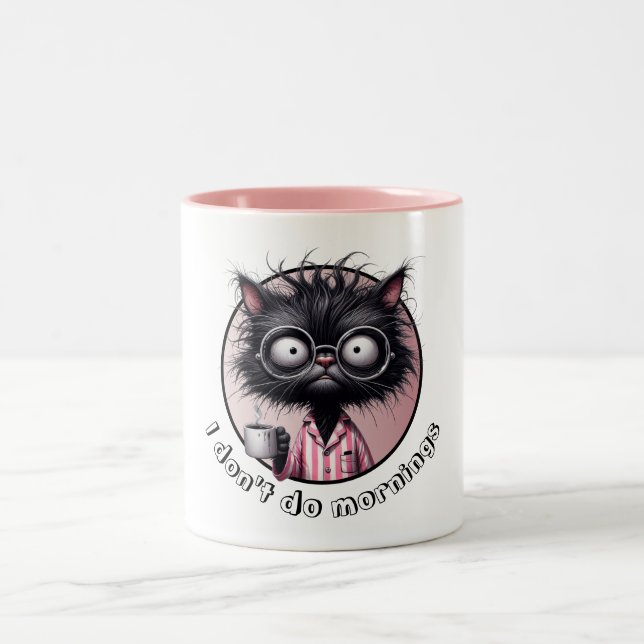 Ich mache morgens keine schwarze Katze Zweifarbige Tasse (Mittel)