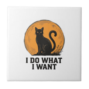 Ich mache was ich will Black Cat Vintage-Shirt-Des Fliese