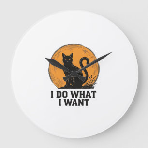 Ich mache was ich will Black Cat Vintage-Shirt Des Große Wanduhr