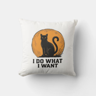 Ich mache was ich will Black Cat Vintage-Shirt-Des Kissen
