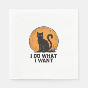Ich mache was ich will Black Cat Vintage-Shirt Des Serviette