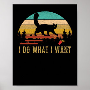 Ich mache was ich will Cat Vintage Sonnenuntergang Poster