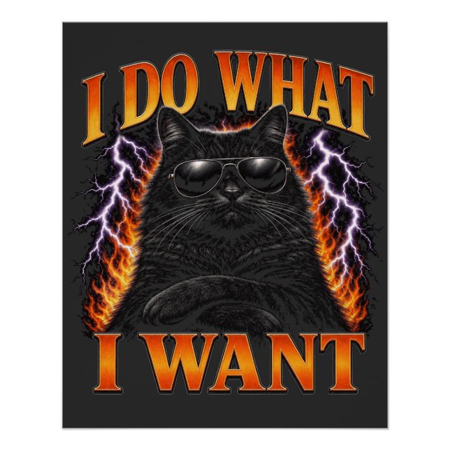 Ich mache was ich will Coole schwarze Katze Rebell Poster (Vorderseite)