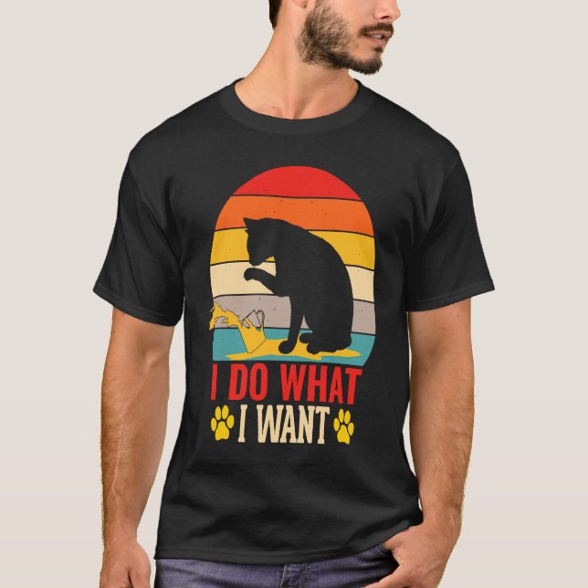 Ich mache was ich will  Katze mit Brille T-Shirt (Vorderseite)