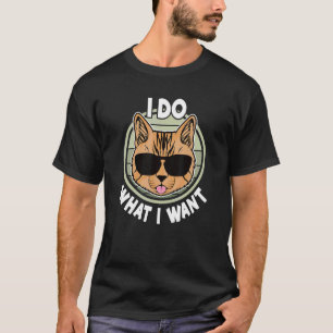 Ich mache was ich will Katze Retro-Katze-Sonne T-Shirt