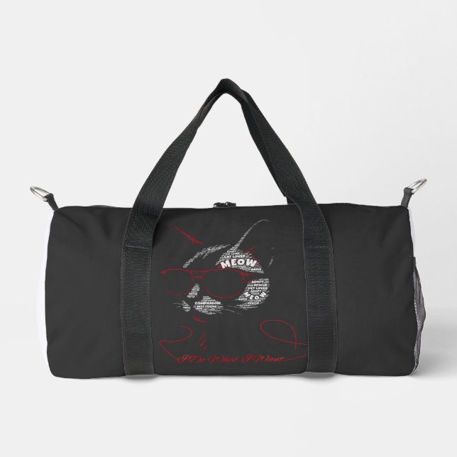 Ich mache, was ich will Katze Typografie Duffle Bag (Vorderseite)