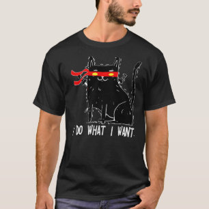 Ich mache was ich will Ninja Katze Kätzchen Spaß M T-Shirt