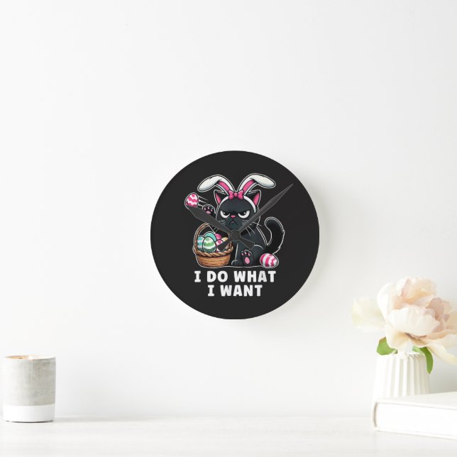 ich mache was ich will Ostern Katze Runde Wanduhr (Zuhause)