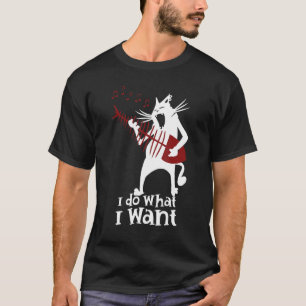 Ich mache, was ich will Rock and Roll Katze spielt T-Shirt