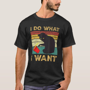 Ich mache was ich will  Schwarze Katze Roter Beche T-Shirt