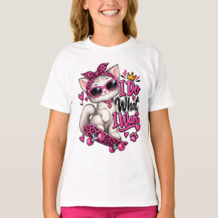 Ich mache was ich will Skateboard Katze T-Shirt