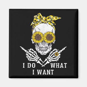 Ich mache was ich will Totenkopf Sonnenblume Magnet