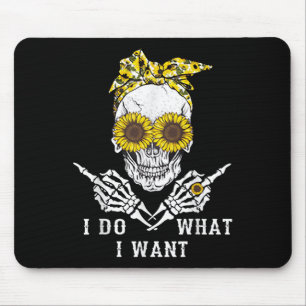 Ich mache was ich will Totenkopf Sonnenblume Mousepad