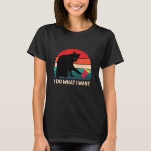 Ich mache was ich will Vintage Schwarze Katze Rote T-Shirt