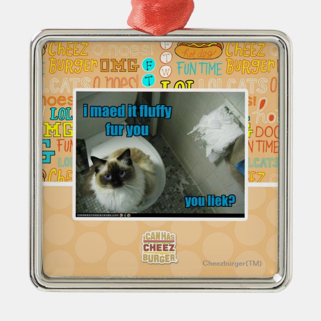 Ich maed es flaumiger Pelz Sie Silbernes Ornament (Vorne)