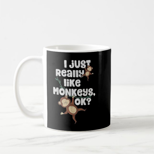 Ich mag Affen wirklich, ok - lustiger Affe Kaffeetasse (Links)