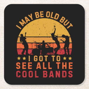 Ich mag alt sein, aber ich habe alle coolen Bands Rechteckiger Pappuntersetzer