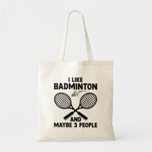 Ich mag Badminton und vielleicht 3 Leute Tragetasche