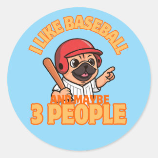 Ich mag Baseball-Puglife Runder Aufkleber