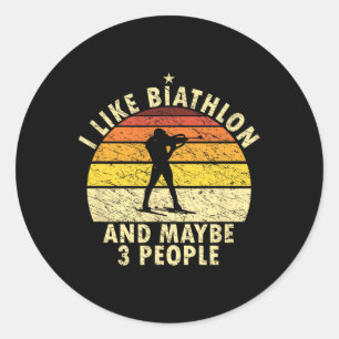 Ich mag Biathlon Funny Biathlonist Wintersport Cro Runder Aufkleber