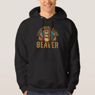 Ich mag Biber-Vintages Tier-Sunset-Cu Hoodie