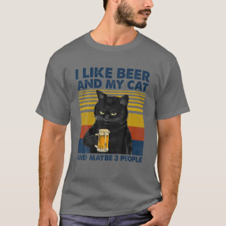 Ich mag Bier, meine Katze und vielleicht 3 Leute L T-Shirt