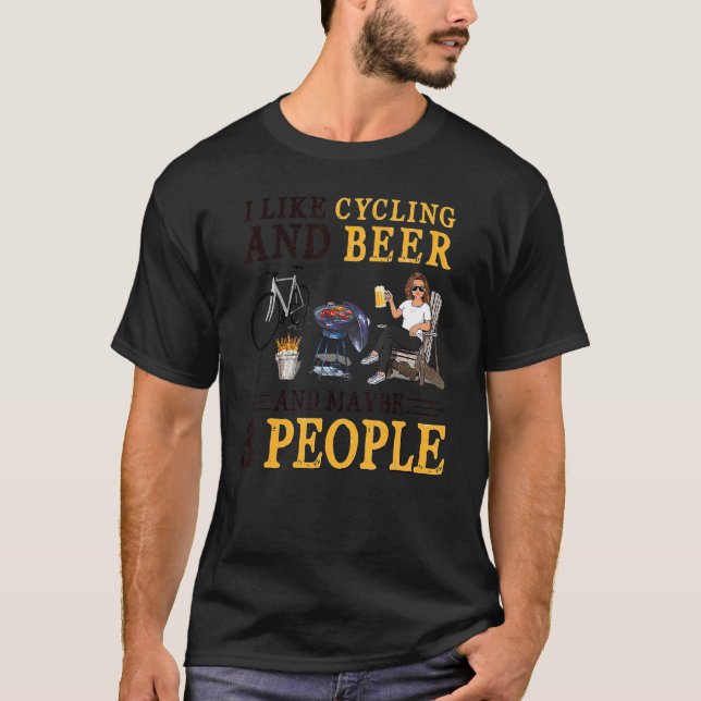 Ich mag Bier und Fahrrad und vielleicht 3 Leute Sp T-Shirt (Vorderseite)