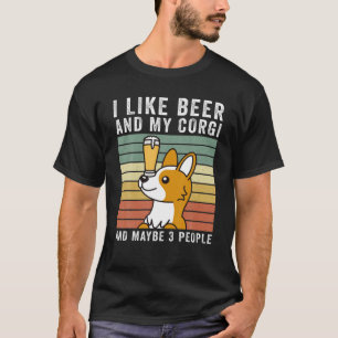 Ich mag Bier und meinen Corgi Retro Vintage Hund T-Shirt