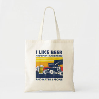 Ich mag Bier und Sprint-Auto-Rennen und ich Tragetasche