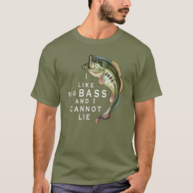 Ich mag Big Bass Funny Funny Fishing T-Shirt (Vorderseite)