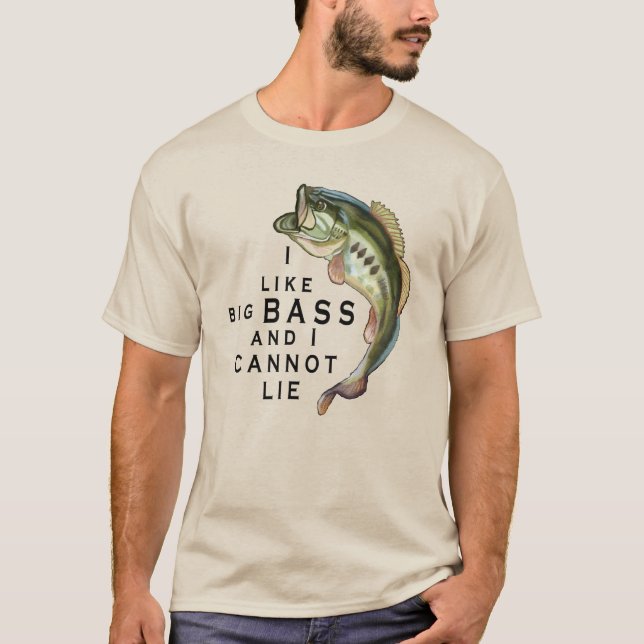 Ich mag Big Bass Funny Funny Fishing T-Shirt (Vorderseite)
