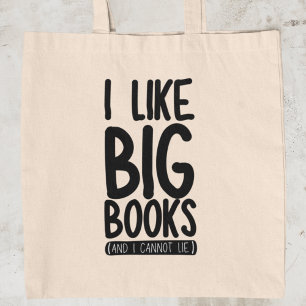 Ich mag Big Books Funny Bookworm Reader Librarian Tragetasche