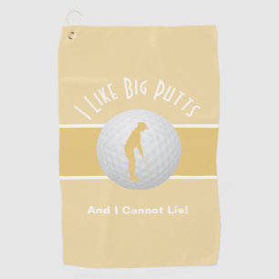Ich mag Big Putts Lady Golfer Funny Yellow White Golfhandtuch