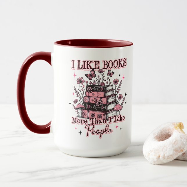 Ich mag Bücher mehr als... Tasse (Mit Donut)