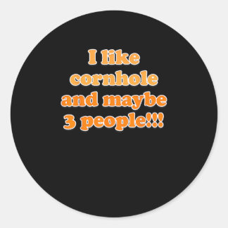 Ich mag Cornhole und vielleicht 3 Leute Cornhole Runder Aufkleber
