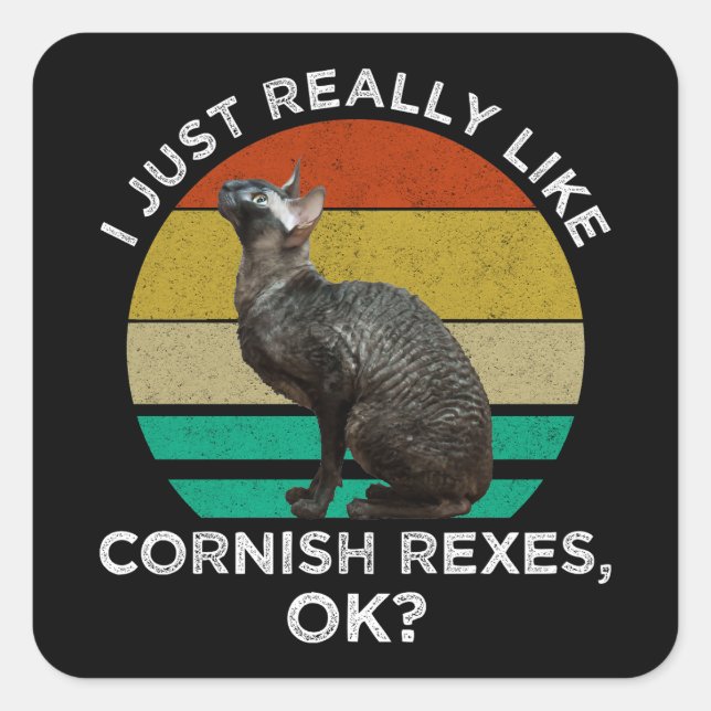 Ich mag Cornish Rex Katzen einfach wirklich, OK? Quadratischer Aufkleber (Vorderseite)