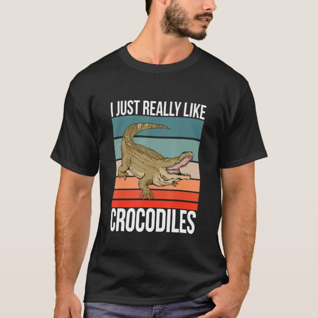 Ich mag Crocodiles Retro Croc Reptil T-Shirt (Vorderseite)