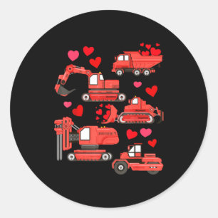 Ich mag deine Baustellen-LKWs Valentinstag Jungen Runder Aufkleber