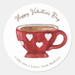 Ich mag dich als Latte Valentine Runder Aufkleber