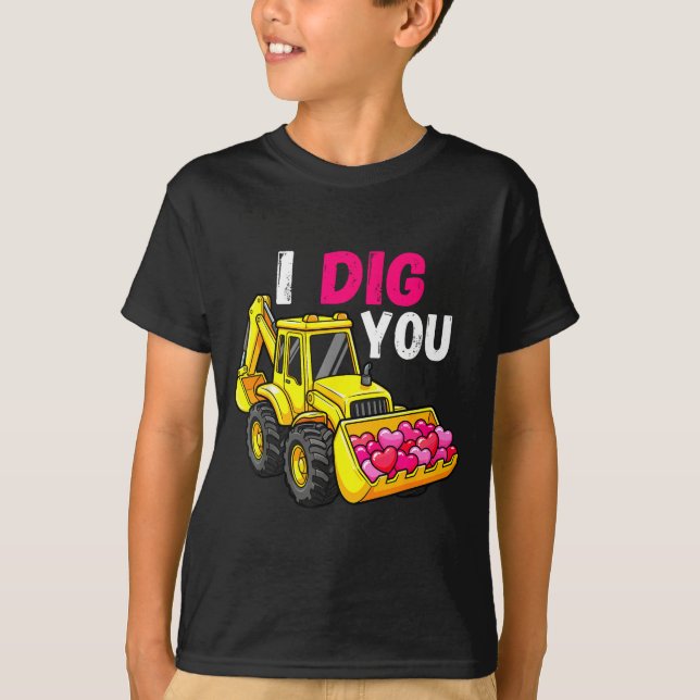 Ich mag dich Bagger Bau Valentin Herz D T-Shirt (Vorderseite)