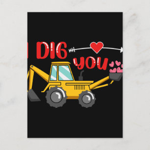 Ich mag dich Bagger Valentinstag Postkarte
