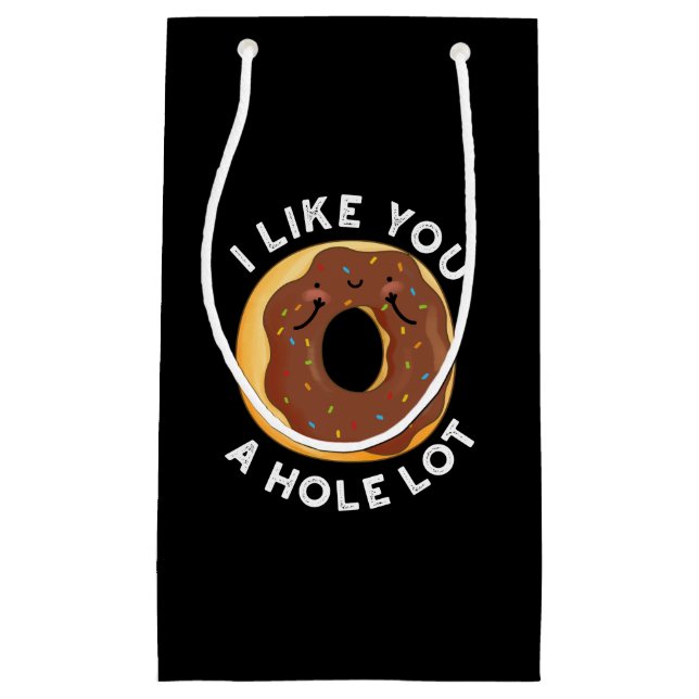 Ich mag dich ein Loch viel lustig Donut Puck Dark  Kleine Geschenktüte (Vorderseite)