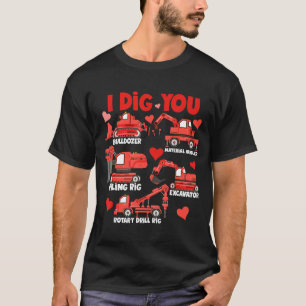 Ich mag dich Konstruktions-LKW Valentinstag Jungen T-Shirt
