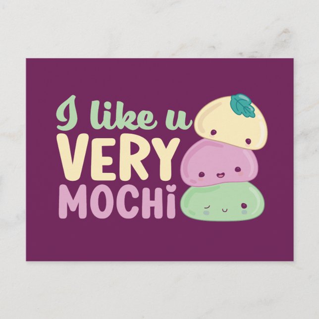 Ich mag dich sehr Mochi Kawaii Funny Valentine's D Postkarte (Vorderseite)