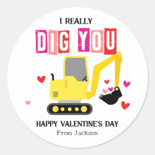 Ich mag dich wirklich Valentinstag Klassenzimmer Runder Aufkleber
