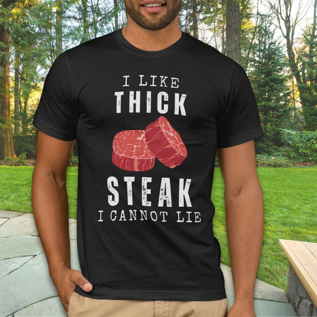 Ich mag dick Steak, ich kann keinen lustigen Carni T-Shirt (Sink your teeth into style with our carnivore-inspired tee: 'I Like THICK STEAK I Cannot Lie.' )