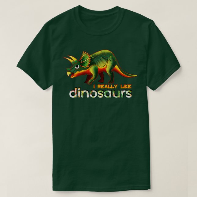 Ich mag Dinosaurier wirklich T-Shirt (Design vorne)