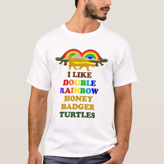 Ich mag Doppel-Regenbogen-Honigschildkröten T-Shirt (Vorderseite)
