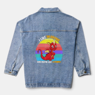 Ich mag Drachen und vielleicht 3 Leute Kinder Jung Jeansjacke