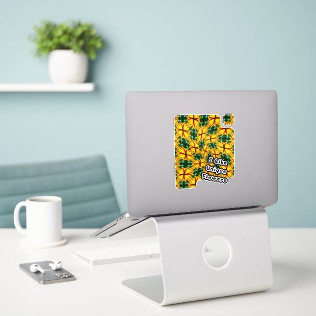 Ich mag einzigartige Blume Aufkleber (Laptop auf Schreibtisch)
